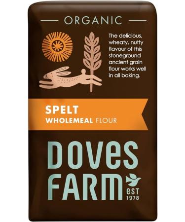 Doves Farm Spelt Wholemeal Flour 1kg - Organic Stoneground High-Fiber Spelt Flour for Baking