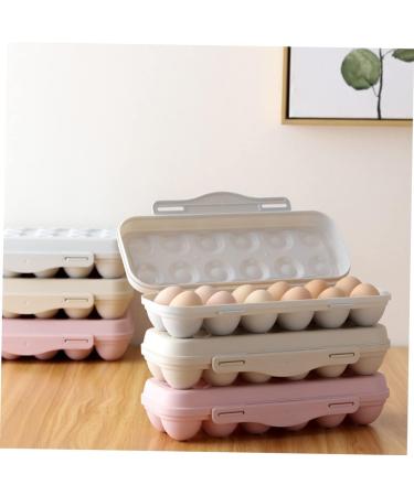 KOMBIUDA 2pcs 12 Mustard Egg Holder for Fridge Eggs Organic Refrigerator Egg Holder Storage Box Plant Avocado Khaki 30X11cm - Buy Online on SooperMarket.com