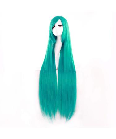 MapofBeauty 40" Anime Costume Long Straight Cosplay Wig Party Wig (Teal)