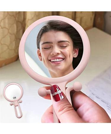 BLASHRD 10X Handheld Magnifier Double Sided Folding Makeup Mirror Portable Handheld Mirror with Adjustable Handle(Pink) - Buy Online on SooperMarket.com