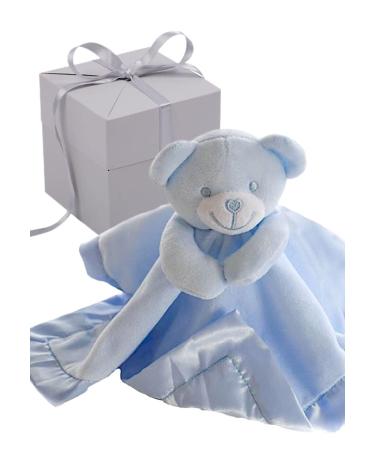 BUSHBABY Baby Boy Comfort Blanket in Gift Box 1st Birthday Present Newborn Gifts Mum To Be Soft Toy for Boys Maternity Paternity Mom Expecting Blue Cube box 10cm