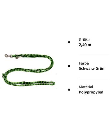 Dogeline Double Leash for Medium Dogs - 2.40m Stable Practice Leash (Up to 45kg) - 39 Colors Available - Black-Green - Buy Online on SooperMarket.com
