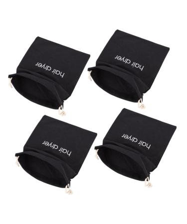 Baluue 16 Pcs Hair Dryer Storage Bag Curly Closure Wig Human Hair Hairdryer Storage Organizer Black Fabric