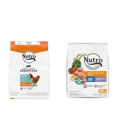NUTRO WHOLESOME ESSENTIALS Indoor Adult Dry Cat Food Chicken & Brown Rice 6.35kg Bag & NATURAL CHOICE Senior Large Breed Dry Dog Food
