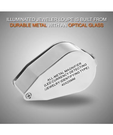 KINGMAS 40x Jeweller Loupe Folding Magnifying Jewelry Eye Magnifier With LED Light Illuminated (LED Currency Detecting/Jewlers Identifying Type Lupe) - Buy Online on SooperMarket.com