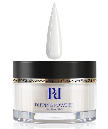 PrettyDiva Shimmer White Dip Powder - GO FOR CLASSY Collection Single Color White Chiffon Nail Dip Powder for French Manicure  1Oz Sparkly Translucent Milky White Shimmer Diamond Glitter Dip Nail Powder for Salon Manicur...