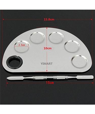 Yimart Stainless Steel Makeup Palette with 5 Mixing Holes and Spatula - Buy Online on SooperMarket.com