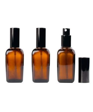 Vasana 3 x amber-colored quadratic glass spray bottles with fine fog and anti-dust cap travel bottle empty spray cater for essential oils 50ml/1.7 ounce