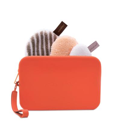 Reusable Sustainable Wash Set Apricot Cosmetic Bag with Makeup Pad Toner and Exfoliator Washable Perfect Travel Set for Women Teens Adults