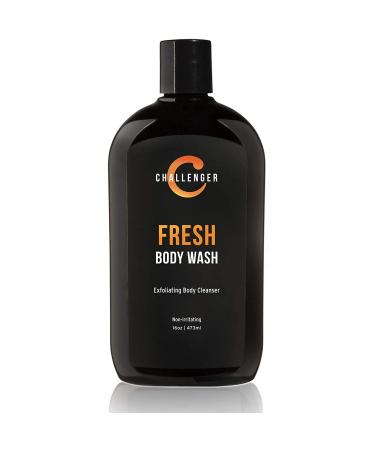 Challenger Men s Fresh Body Wash 16 Ounce | Exfoliating Cleanser with Aloe Vitamin E Tea Tree & Jojoba Oils | Moisturizing Scrubbing Lather for Smooth Strong Skin | Gentle Cleaning