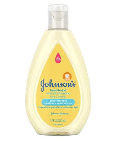 Johnsons Baby Head To Toe Wash And Shampoo 1.7 Ounce (12 Pieces) (50ml)
