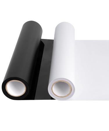 HTV Black and White Heat Transfer Vinyl Rolls  12 x 20ft HTV Iron on Vinyl for Shirts  Black & White Vinyl for Cricut  Cameo  Heat Press Machines (2 Rolls 12 Inches x 10 Feet Each)