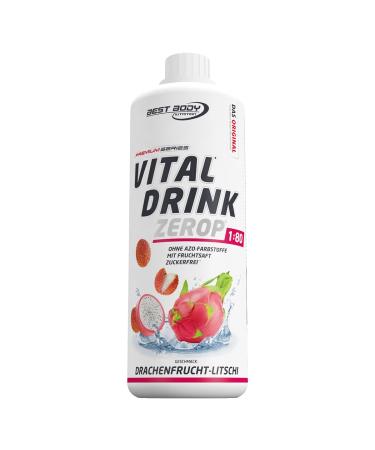 Best Body Nutrition Vital Drink Zerop - Dragon Frucht -Litschi original beverage concentrate - syrup - sugar -free 1:80 results in 80 liters of finished drink 1l (1 -pack) Drachenfrucht -Litschi 1 L (1 Pack)