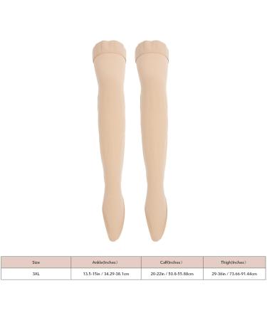 Thigh-High Compression Stockings for Varicose Veins - Beige 23-32 mmHg Closed Toe Sports Socks | International Shipping Available - Buy Online on SooperMarket.com