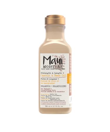 Maui Moisture Strength & Length + Castor & Neem Oil Shampoo Curly Hair Product for Dry Damaged Hair 13 Fl Oz