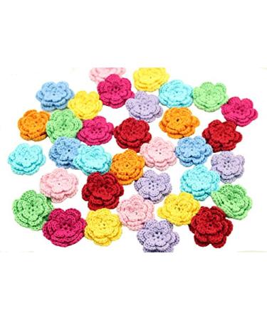 20 Large Handmade Crochet Flower Appliques Sewing 8 Colors Size: One Size