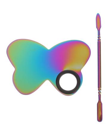 KALLORY Mixing Palette Stainless Steel Nail Art Palettes Heart Shaped Makeup Palette with Spatula Tool for Salon Home