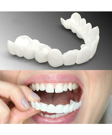 Derlen 2 pairs of wrong teeth at the top and bottom false artificial temporary teeth braces lightening dentures false teeth Temporary bleaching repair kit for men and women