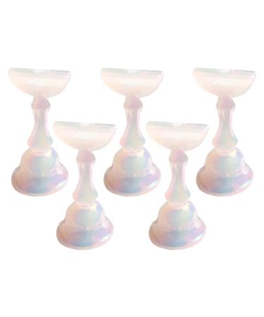 Sanwood 5 pieces/set nail display holder stable stable magnetic false point exercise training display stand holder for female manicure tool at home use white