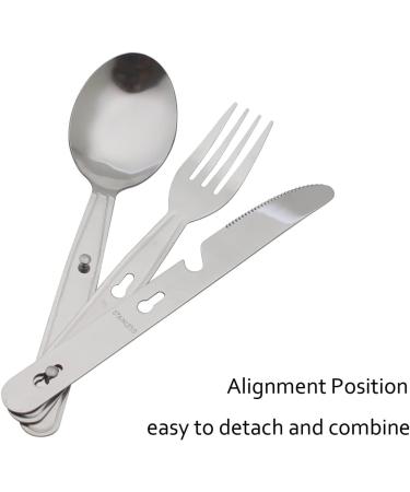 Camping Utensils Set for 4 - Stainless Steel 4-in-1 Cutlery with Bottle Opener & Carrying Bag | Portable Hiking Gear for Picnic, Travel, Backpacking - Buy Online on SooperMarket.com