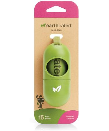 Earth Rated Leash Dispenser Dog Waste Bags Lavender Scented 15 Bags