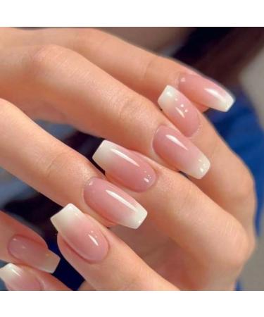 Ruarby Coffin Nail Tips Press On Nail Tips Clear False Nails Tips Full Cover Nail Tips with Positioning Line Nail Extension Tip - Buy Online on SooperMarket.com