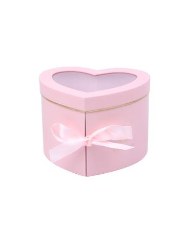 RENGTIN Fayear Heart-Shaped Paper Mache Boxes for Packaging Luxury Flower Cardbord Boxes with Lids and Ribbons Ideal for Crafting & Storage Accessories Cosmetics Jewelry Gifts Home (Pink)