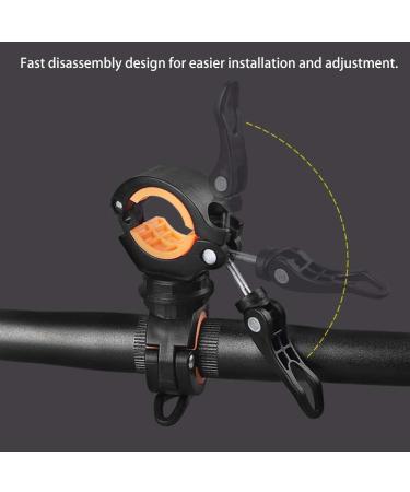 COSOOS 2 Pack Flashlight Mount Holder Universal Bicycle Led Light Mounting Holder 360 Rotation Clip Clamp for Flashlight Cycling Riding Orange+Black - Buy Online on SooperMarket.com