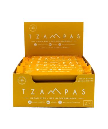 Tzampas Energierliegel Cacao NIBS - Organic Vegan Energy Bar with Raw Cocoa Nibs - 16x40g | Power Riegel for Cycling - Additive-Free & Healthy Snack - Buy Online on SooperMarket.com