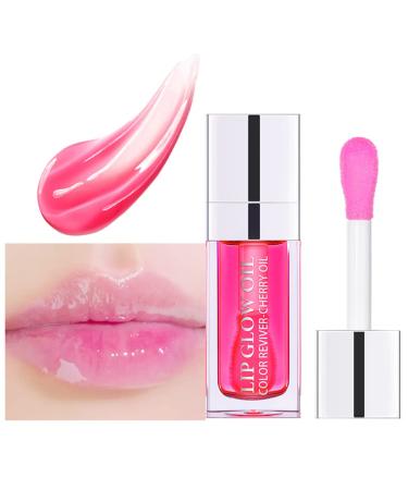 GL-Turelifes Plumping Lip Gloss Oil  Hydrating Lip Gloss Tinted Lip Balm Lip Care Transparent Lip Oil  Lip Glow Oil Non-sticky Glitter Shine Primer Lip Tint Long Lasting Nourishing (007Raspberry)