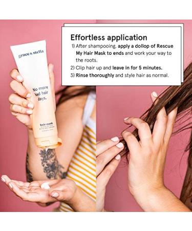 Grace & Stella Rescue My Hair Mask - Vegan Deep Conditioner for Dry Damaged Hair with Argan Oil - Hydrating Hair Masque for Growth and Repair - 10.14 Fl Oz - Buy Online on SooperMarket.com