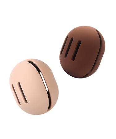 FERYES 2 PCS Makeup Sponge Holder - Silicone Beauty Blender Case Makeup Sponge Holder for Travel 2 Pcs Khaki+Brown