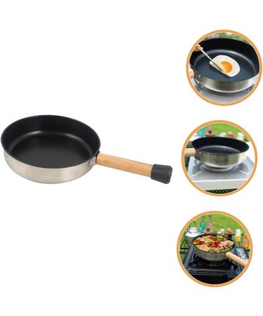 BCOATH Camping Portable Pan Egg Pan Flat Skillet Camping Cookware Griddle Pan Stainless Steel Cookware Pans Portable Camping Pan Mini Egg Cooker Multi-Function Pan Non Stick Wok Wood - Buy Online on SooperMarket.com