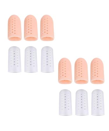 EXCEART 6 Pairs Gel Toe Caps Toe Protectors Breathable Silicone Toe Covers with Holes for Blisters Corns Calluses (S)