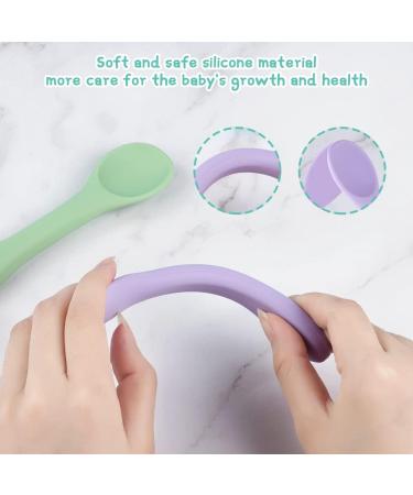 Vicloon Baby Spoons 7 Pcs - Silicone Self-Feeding Weaning Spoons for Kids & Infants - Training Spoon Set for Toddlers - Light Color - Buy Online on SooperMarket.com