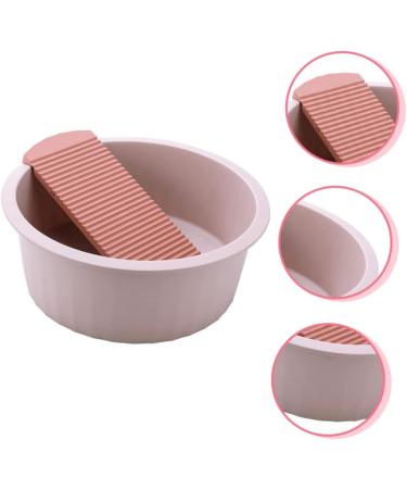 COOLHIYA Washboard 1 Set Wash Basin Laundry Cleaning Board Washing Basin Washing Clothes Board Dish Basin Baby Camping Bucket Pink 33.5x33.5cm - Buy Online on SooperMarket.com