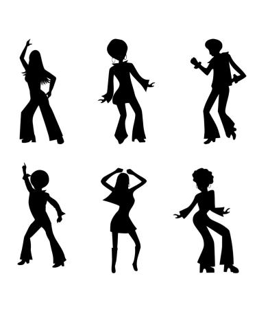 Disco dancers sillouette Edible Icing 3" high x 6
