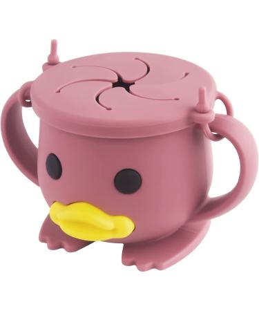 Baby Snack Cup Non Spill Silicone Snack Pot for Toddler Snack Catcher with Lid for Baby Finger Food Cup 100% Food Grade Silicone BPA Free Easy to Hold & Portable Purplish Red Cup-red