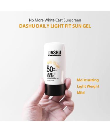 Dashu Daily Light Fit Sun Gel 1.69fl oz | SPF 50+/PA+++ Moisturizing Sunscreen for Sensitive & Acne-Prone Skin | Non-Greasy, No White-Cast UV Protection - Buy Online on SooperMarket.com