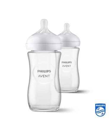 Philips Avent Natural Response Glass Baby Bottles - 240ml BPA-Free 2-Pack for Newborns (1 Month+) - Model SCY933/02 - Buy Online on SooperMarket.com
