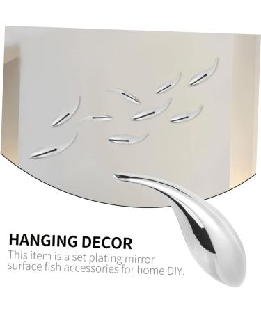 Cabilock Supplies Plastic Cm Plating Accessories DIY Wall Surface Decor Abs Silver Fish Abstract Mirror 13x3 cm Silver - Buy Online on SooperMarket.com