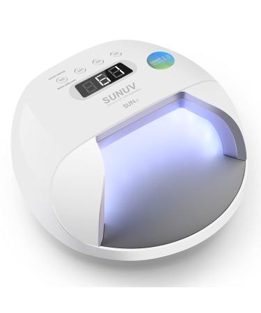 UV Led Nail Lamp 48W SUNUV UV Light for Gel Nails with Double Power Design 4 Timer Setting Lcd Display Painless Curing Over-Temperature Protection SUN7