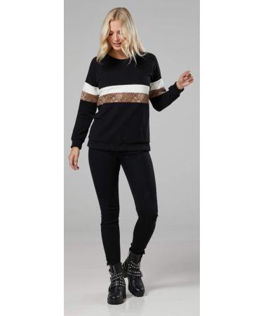 Happy Mama Women's Maternity Nursing Zipped Sweatshirt 1110 - Black & Anaconda Print - Size 14 - Buy Online on SooperMarket.com
