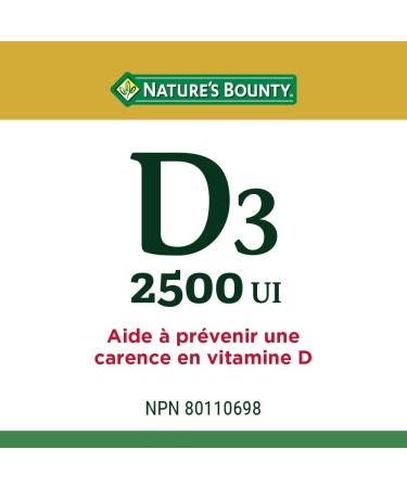 Nature's Bounty Vitamin D3 2500 IU Helps to prevent Vitamin D deficiency 100 Softgels - Buy Online on SooperMarket.com