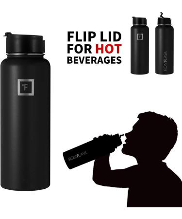 IRON FLASK Sports Water Bottle 40oz - Leak Proof Insulated Stainless Steel with 3 Lids - Midnight Black - Buy Online on SooperMarket.com