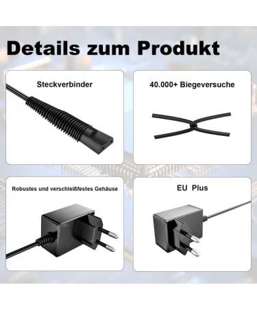 12V Charging Cable Power Supply for Braun Shavers & Silk-EPIL 9 5 7 - International Shipping Available - Buy Online on SooperMarket.com