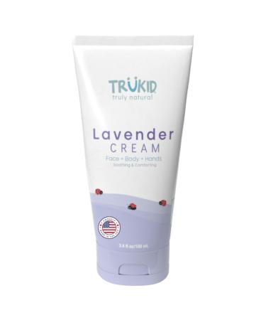 TruKid Lavender Skin Cream for Kids - Hydrates & Moisturizes Sensitive Skin All Natural Ingredients Enriched with Shea Butter Cocoa Grape Seed Oil & Vitamin E 3.4oz Lavender Cream