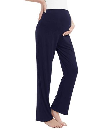 Amorbella Womens Maternity/Pregnancy Sweatpants Long Yoga/Pajama/Lounge Pants Over The Belly XL Navy