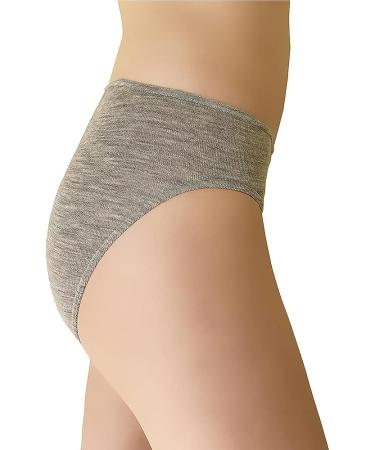 Womens Medium Grey Melange Thermal Panties Briefs - Moisture Wicking Merino Wool Silk - Buy Online on SooperMarket.com