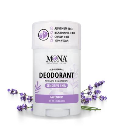 MONA BRANDS All Natural Deodorant For Women & Men | For Sensitive Skin | No Aluminum or Baking Soda | (LAVENDER 1.76 Oz)